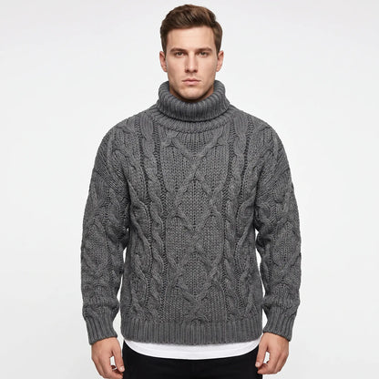 Men's Cable Knit Turtleneck Winter Sweater Chunky Oversized Pullover Edenforth