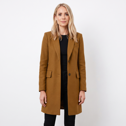 Women's Wool Blend Coat Longline Tailored Lapel Winter Overcoat Edenforth