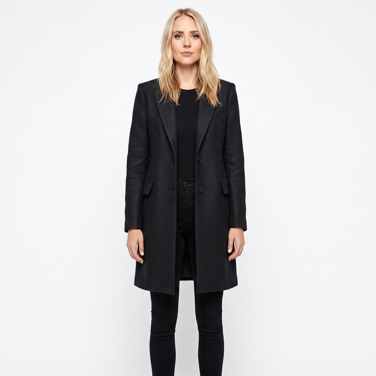 Women's Wool Blend Coat Longline Tailored Lapel Winter Overcoat Edenforth