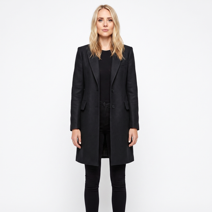 Women's Wool Blend Coat Longline Tailored Lapel Winter Overcoat Edenforth