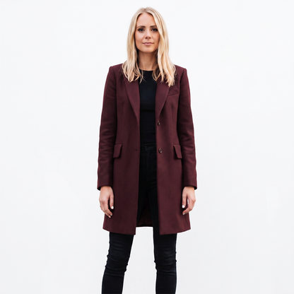 Women's Wool Blend Coat Longline Tailored Lapel Winter Overcoat Edenforth