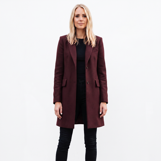 Women's Wool Blend Coat Longline Tailored Lapel Winter Overcoat Edenforth