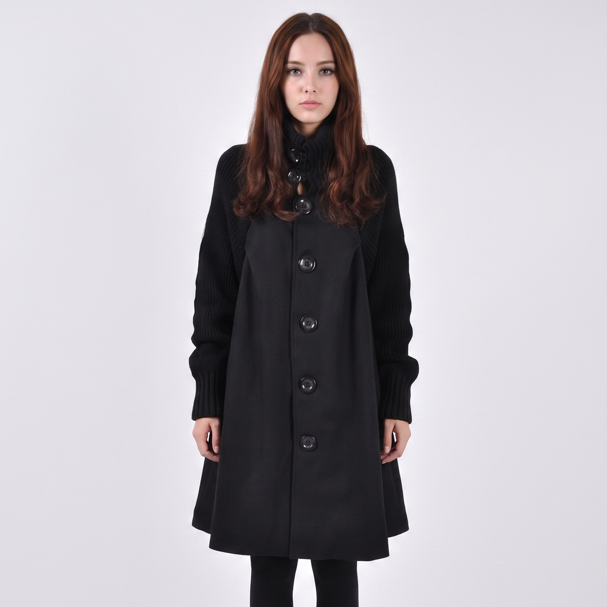 Women's Wool Blend Swing Coat A-Line Button Front Winter Overcoat Edenforth