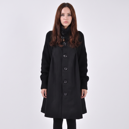Women's Wool Blend Swing Coat A-Line Button Front Winter Overcoat Edenforth