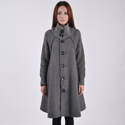 Women's Wool Blend Swing Coat A-Line Button Front Winter Overcoat Edenforth