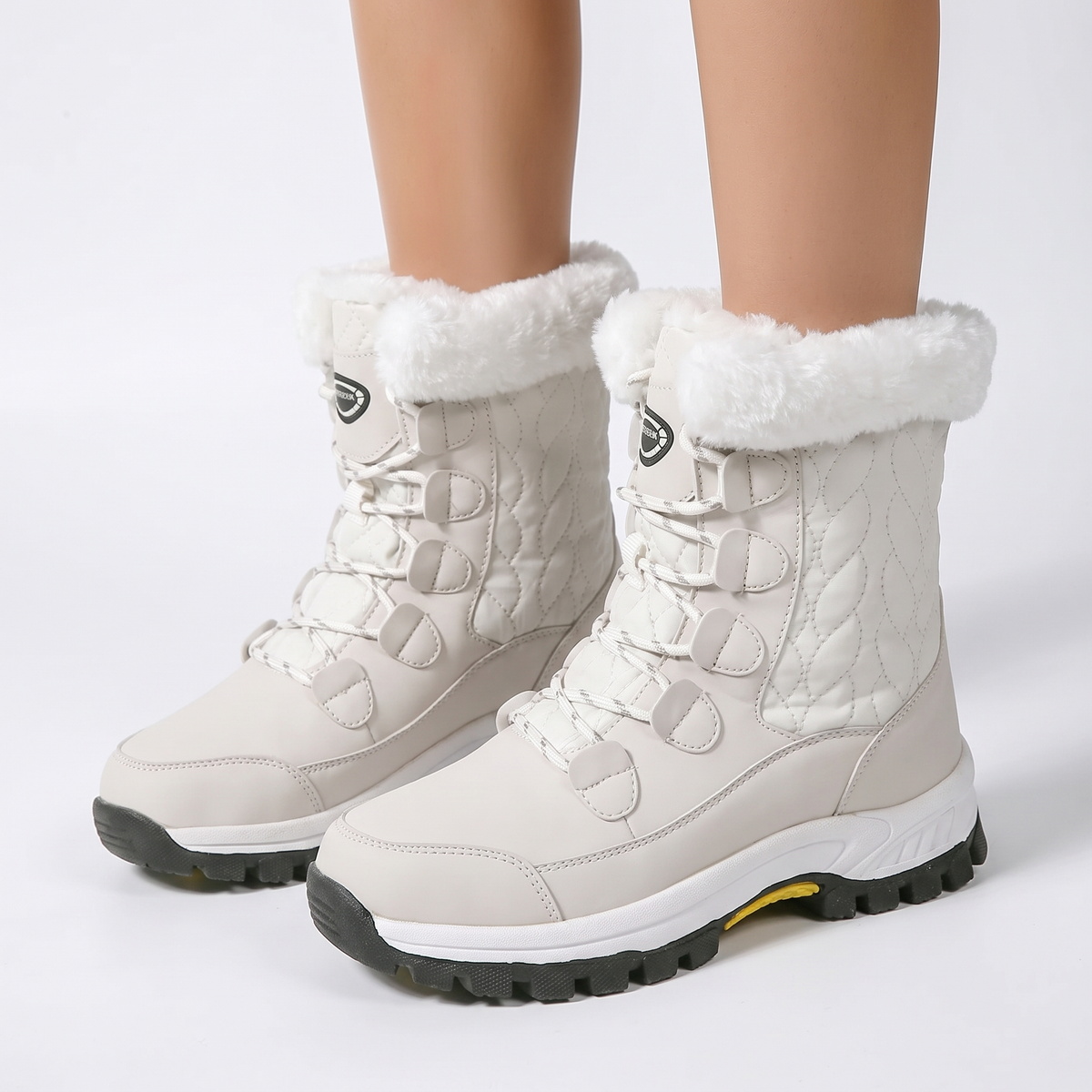 Women's Fur Trim Snow Waterproof Quilted Winter Boots Edenforth