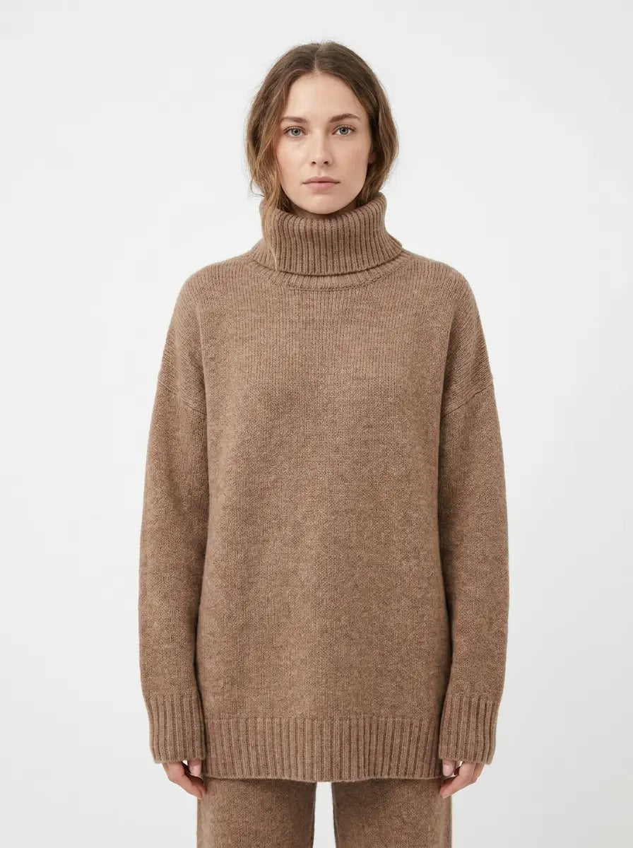 Women's Oversized Turtleneck Winter Sweater Chunky Knit Tunic Pullover Edenforth