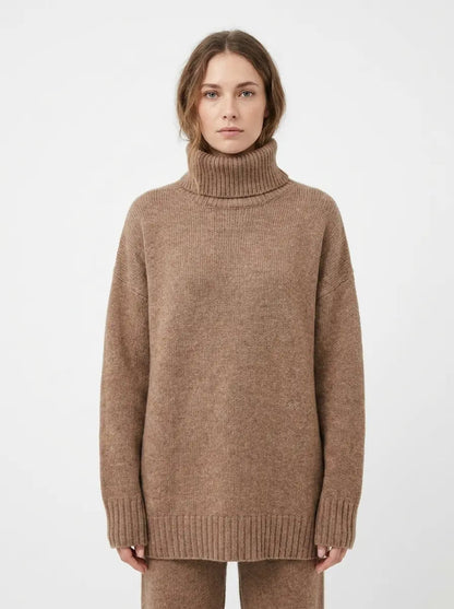Women's Oversized Turtleneck Winter Sweater Chunky Knit Tunic Pullover Edenforth
