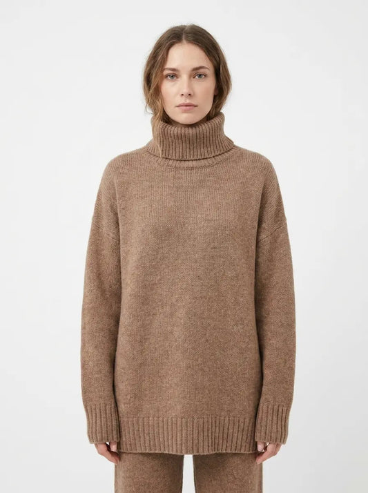 Women's Oversized Turtleneck Winter Sweater Chunky Knit Tunic Pullover Edenforth