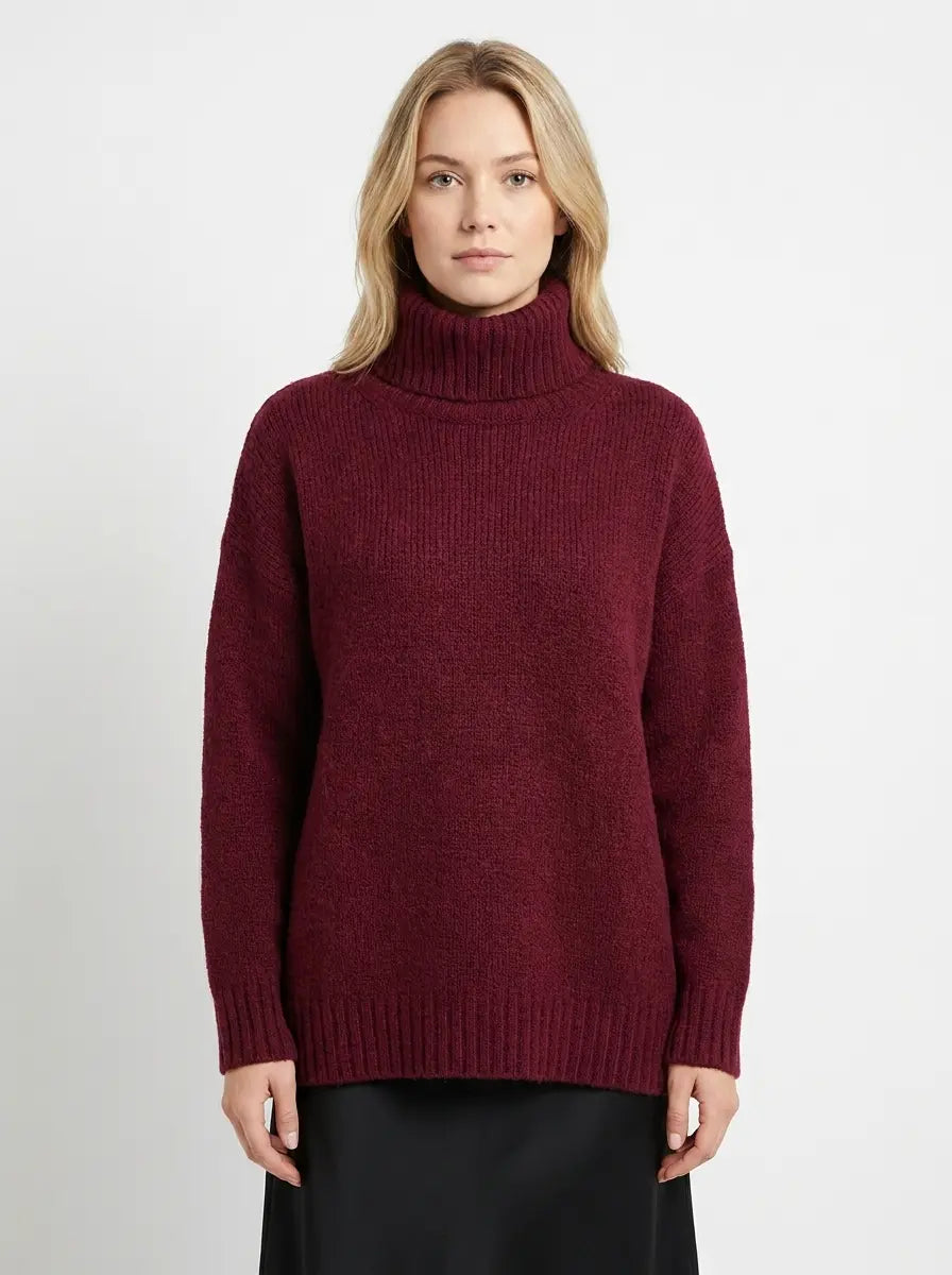Women's Oversized Turtleneck Winter Sweater Chunky Knit Tunic Pullover Edenforth