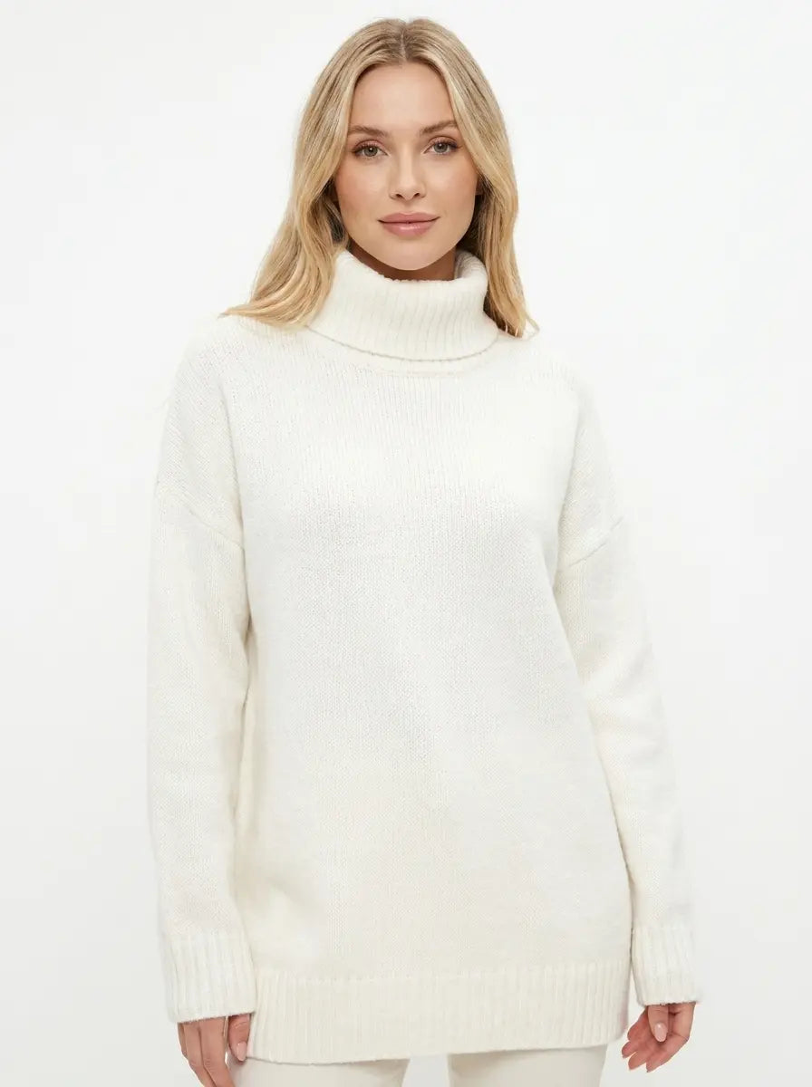 Women's Oversized Turtleneck Winter Sweater Chunky Knit Tunic Pullover Edenforth