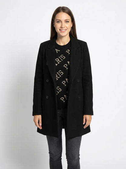 Women's Wool Blend Winter Coat Notched Lapel Double-Breasted Long-Sleeve Edenforth