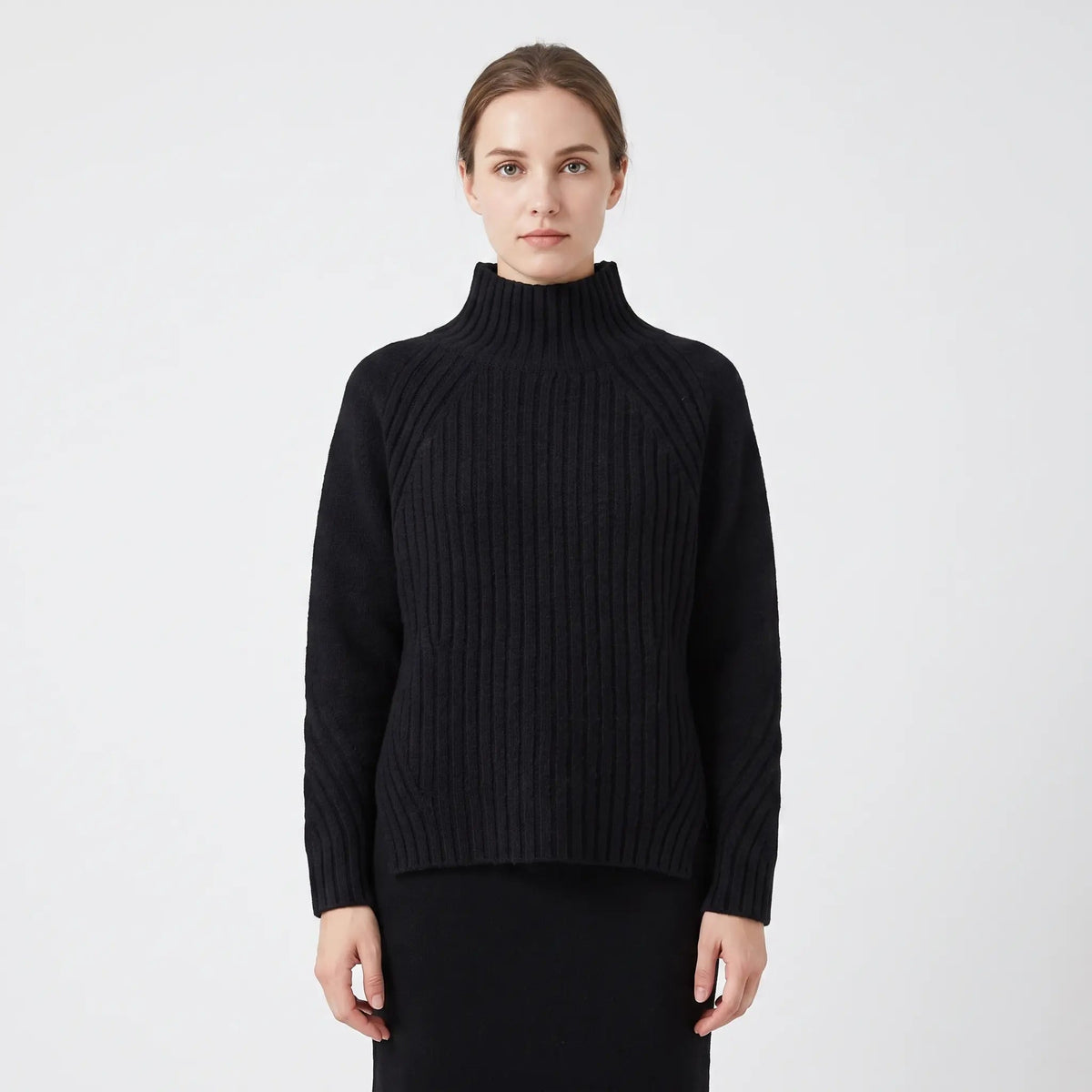 Women's Ribbed Knit Winter Sweater Mock-Neck Long-Sleeve Pullover Edenforth
