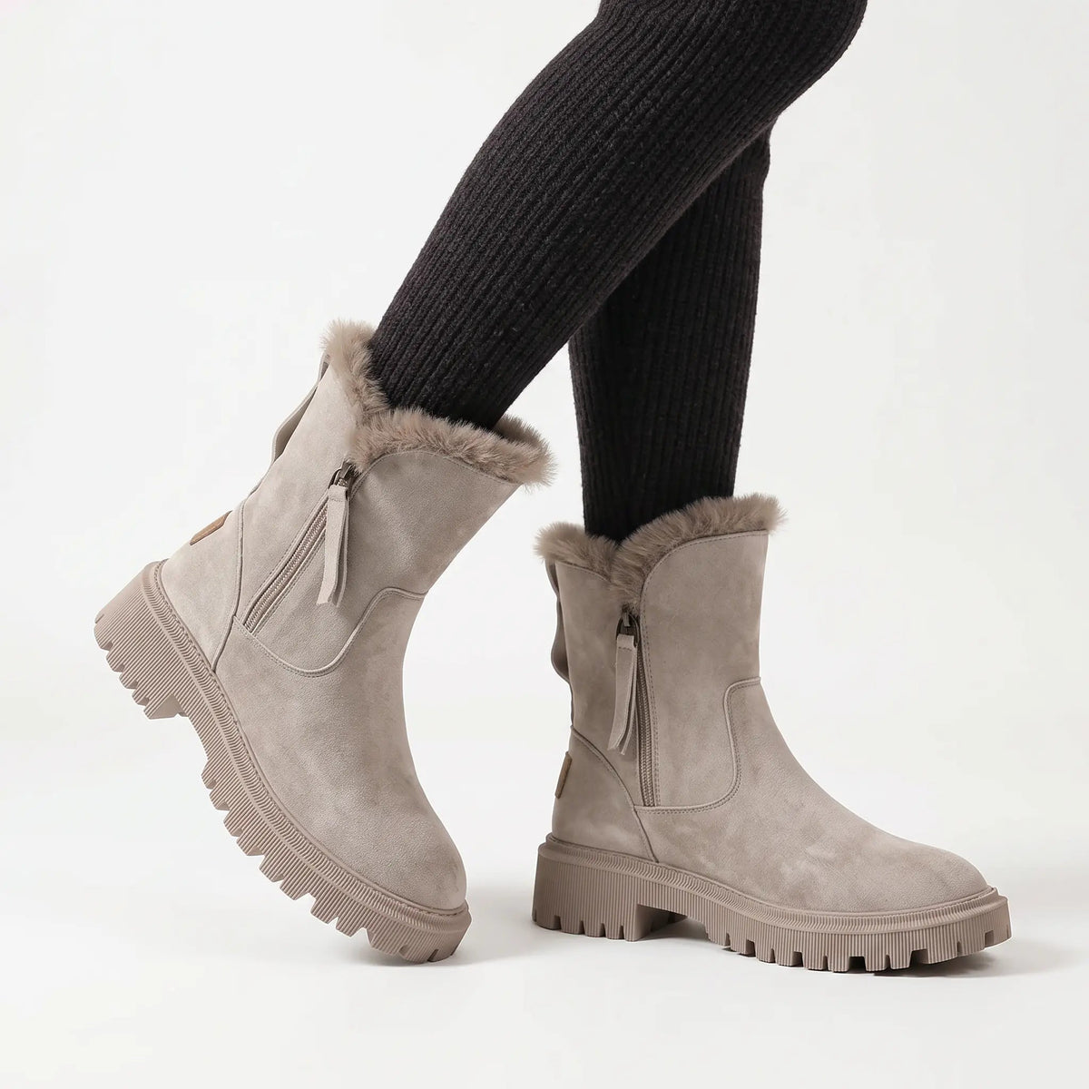 Women's Fur Trim Platform Chunky Sole Suede Winter Boots Edenforth