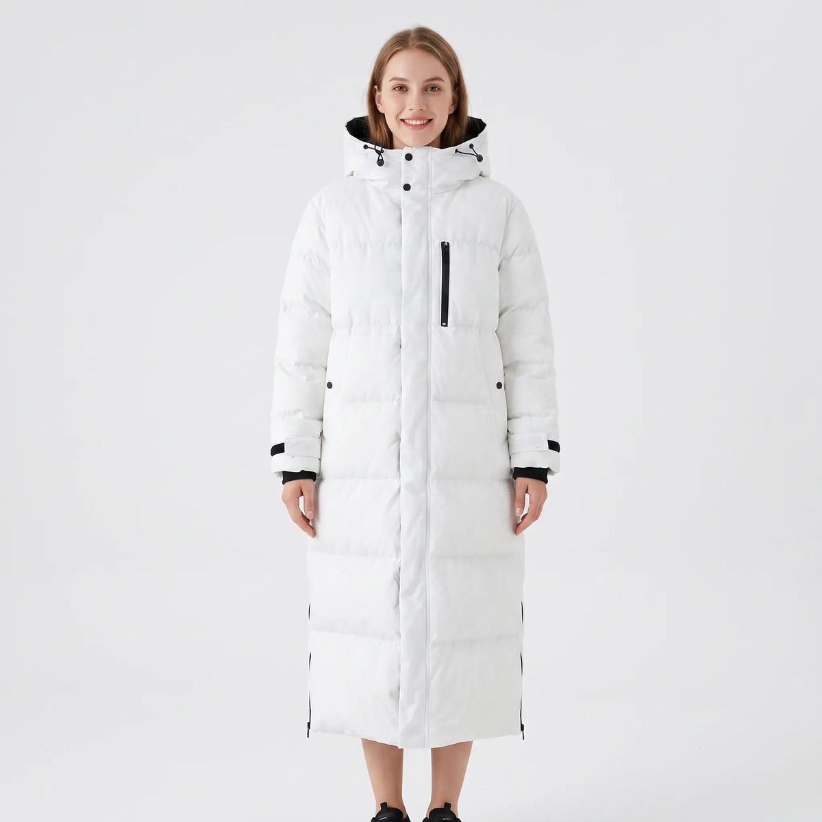 Women's Long Puffer Coat Hooded Quilted Padded Winter Jacket Edenforth