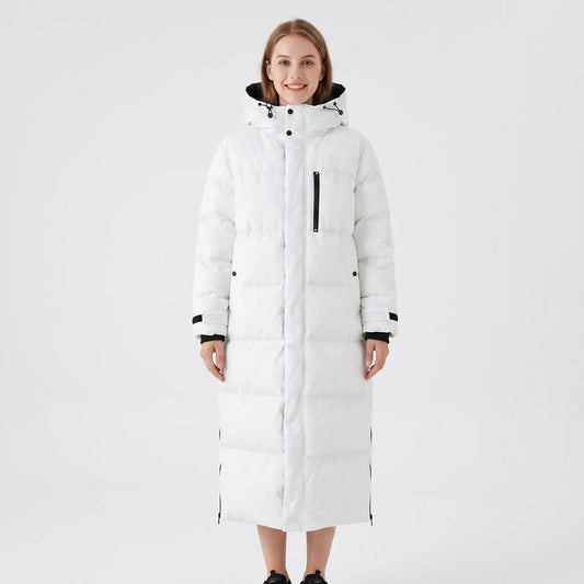 Women's Long Puffer Coat Hooded Quilted Padded Winter Jacket Edenforth