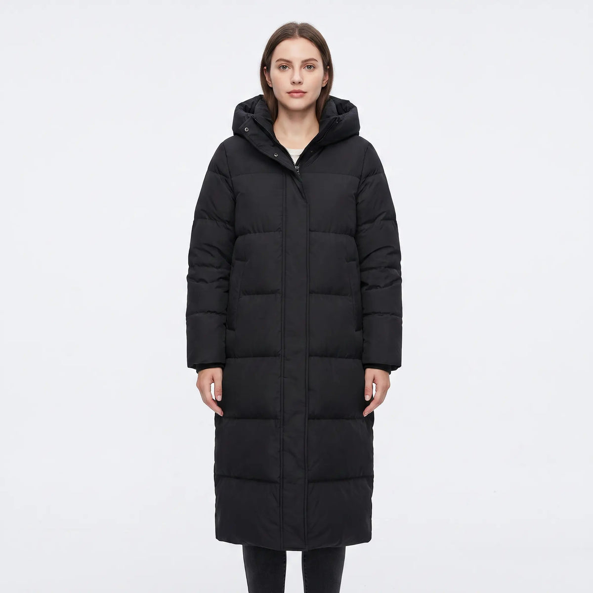 Women's Long Puffer Coat Hooded Quilted Padded Winter Jacket Edenforth