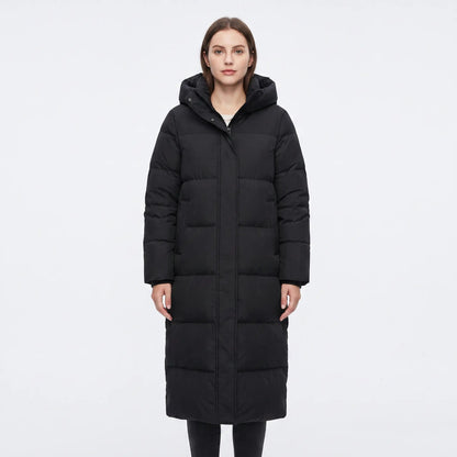 Women's Long Puffer Coat Hooded Quilted Padded Winter Jacket Edenforth