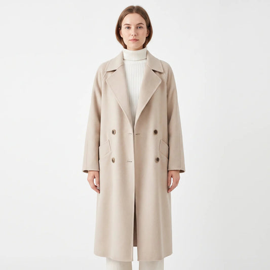 Women's Wool Blend Trench Coat Double-Breasted Belted Winter Overcoat Edenforth
