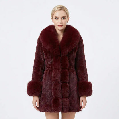 Women's Faux-Fur Coat Notched Collar Longline Winter Jacket Edenforth