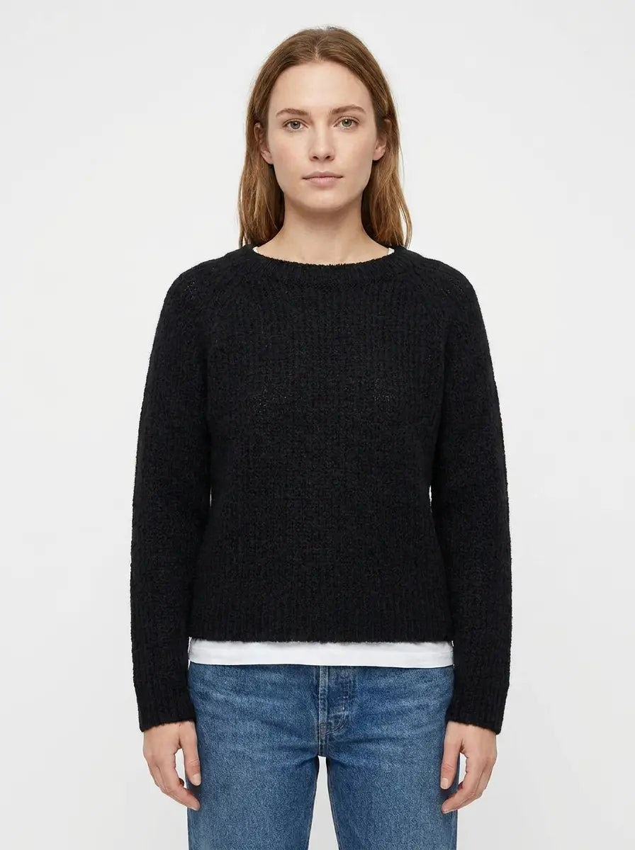 Women's Boat-Neck Winter Sweater Fuzzy Knit Relaxed-Fit Pullover Edenforth