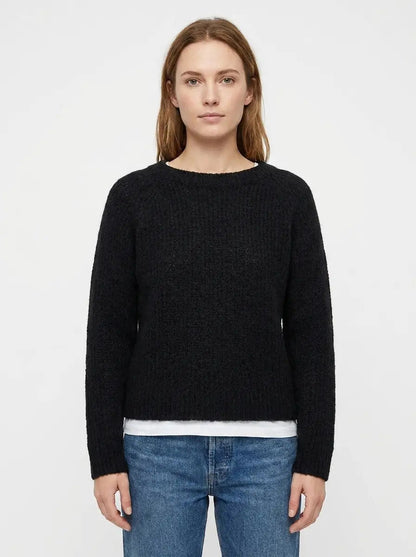 Women's Boat-Neck Winter Sweater Fuzzy Knit Relaxed-Fit Pullover Edenforth