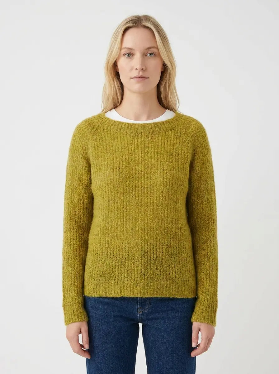 Women's Boat-Neck Winter Sweater Fuzzy Knit Relaxed-Fit Pullover Edenforth