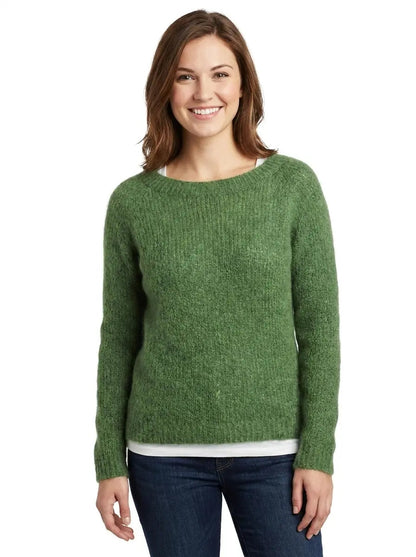 Women's Boat-Neck Winter Sweater Fuzzy Knit Relaxed-Fit Pullover Edenforth
