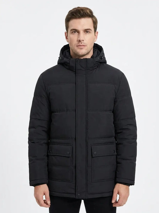 Men's Hooded Puffer Jacket Fleece Lined Padded Winter Coat Edenforth