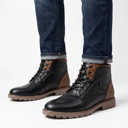 Men's Leather Lace-Up Chunky Sole Vintage Ankle Winter Boots Edenforth