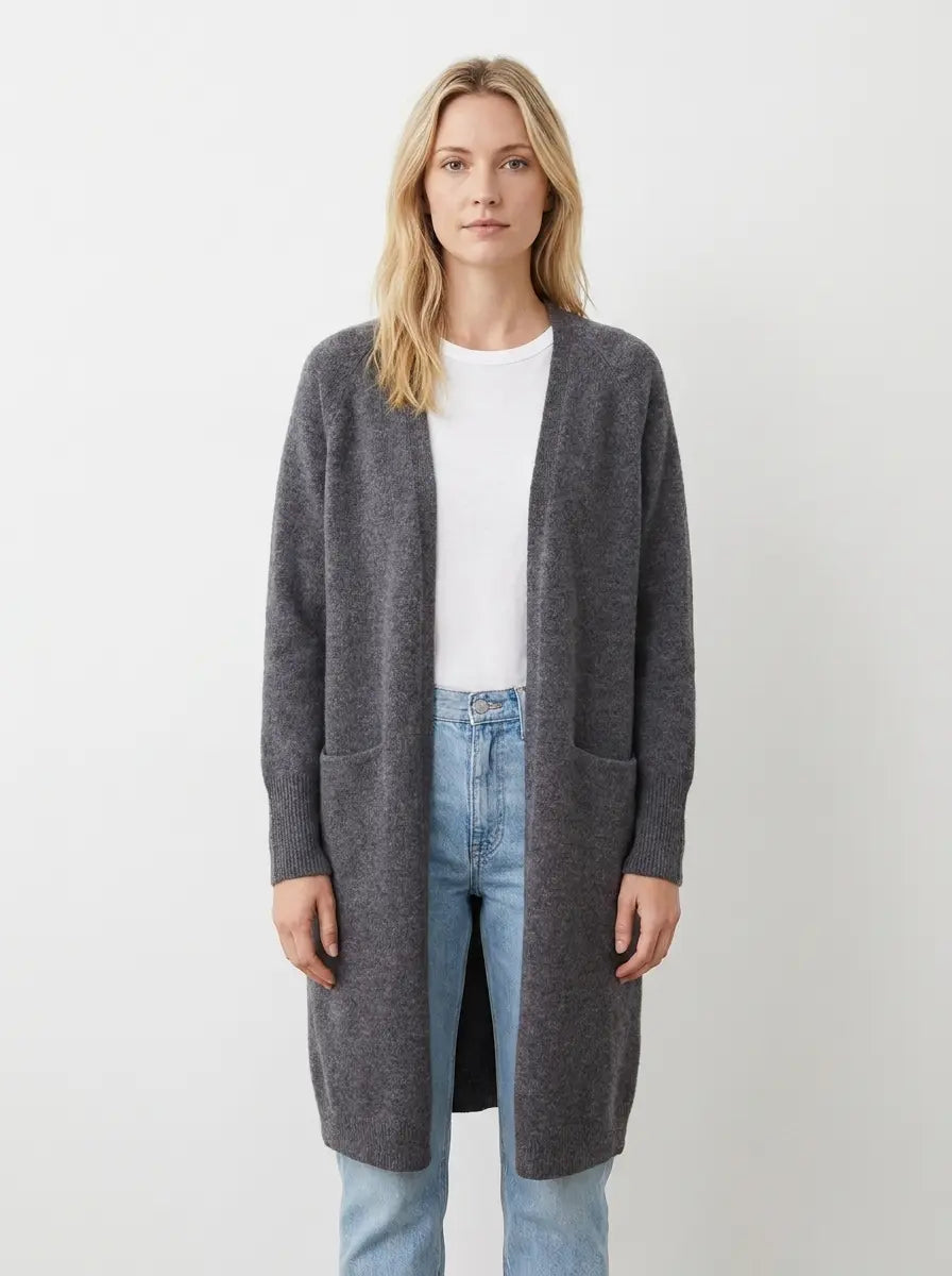 Women's Long Open-Front Cardigan Knit Winter Sweater with Pockets Edenforth