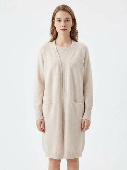Women's Long Open-Front Cardigan Knit Winter Sweater with Pockets Edenforth