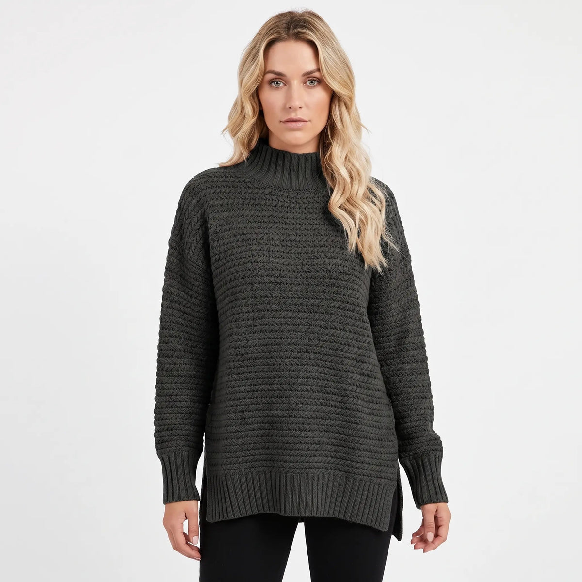Women's Chunky Knit Winter Sweater Oversized Mock-Neck Pullover Edenforth