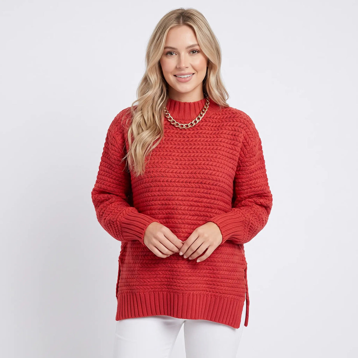 Women's Chunky Knit Winter Sweater Oversized Mock-Neck Pullover Edenforth