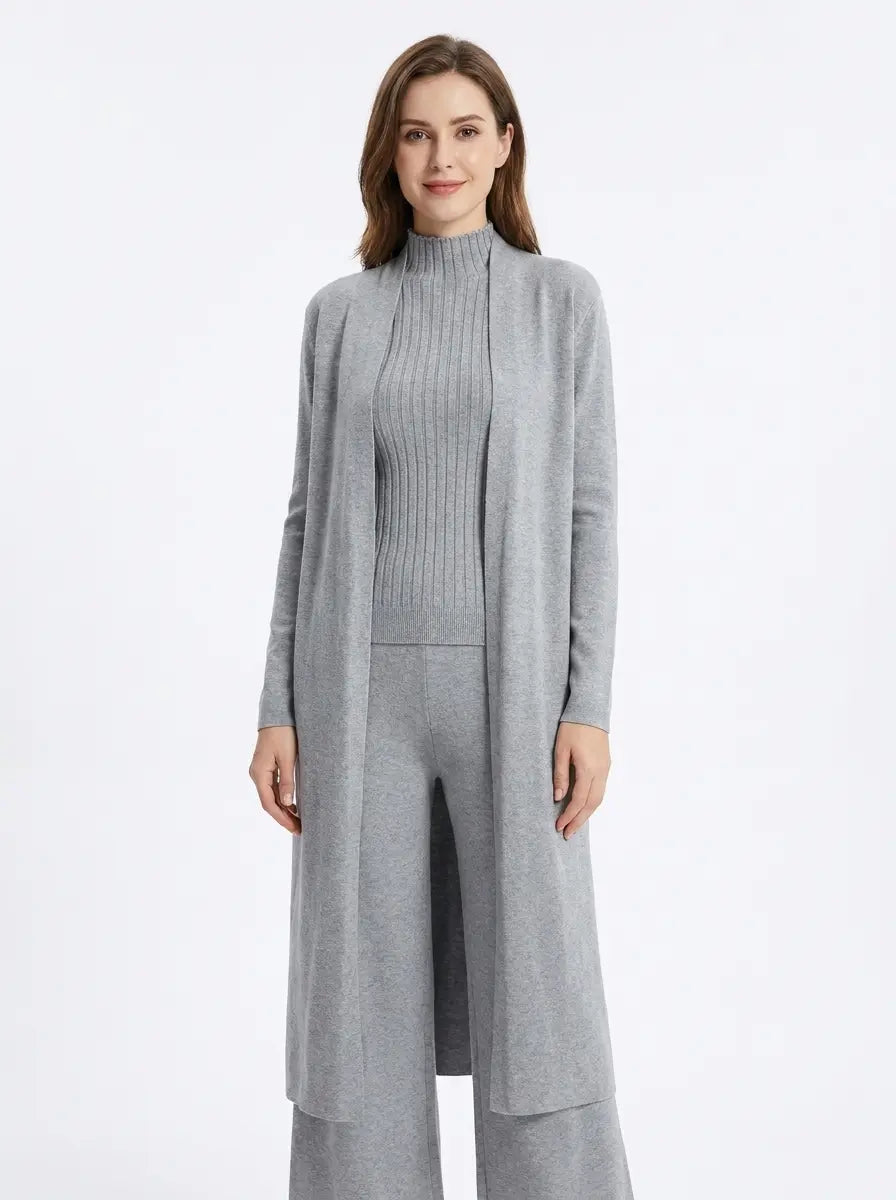 Women's Three-Piece Knit Set Cardigan Tank Wide-Leg Winter Pants Edenforth