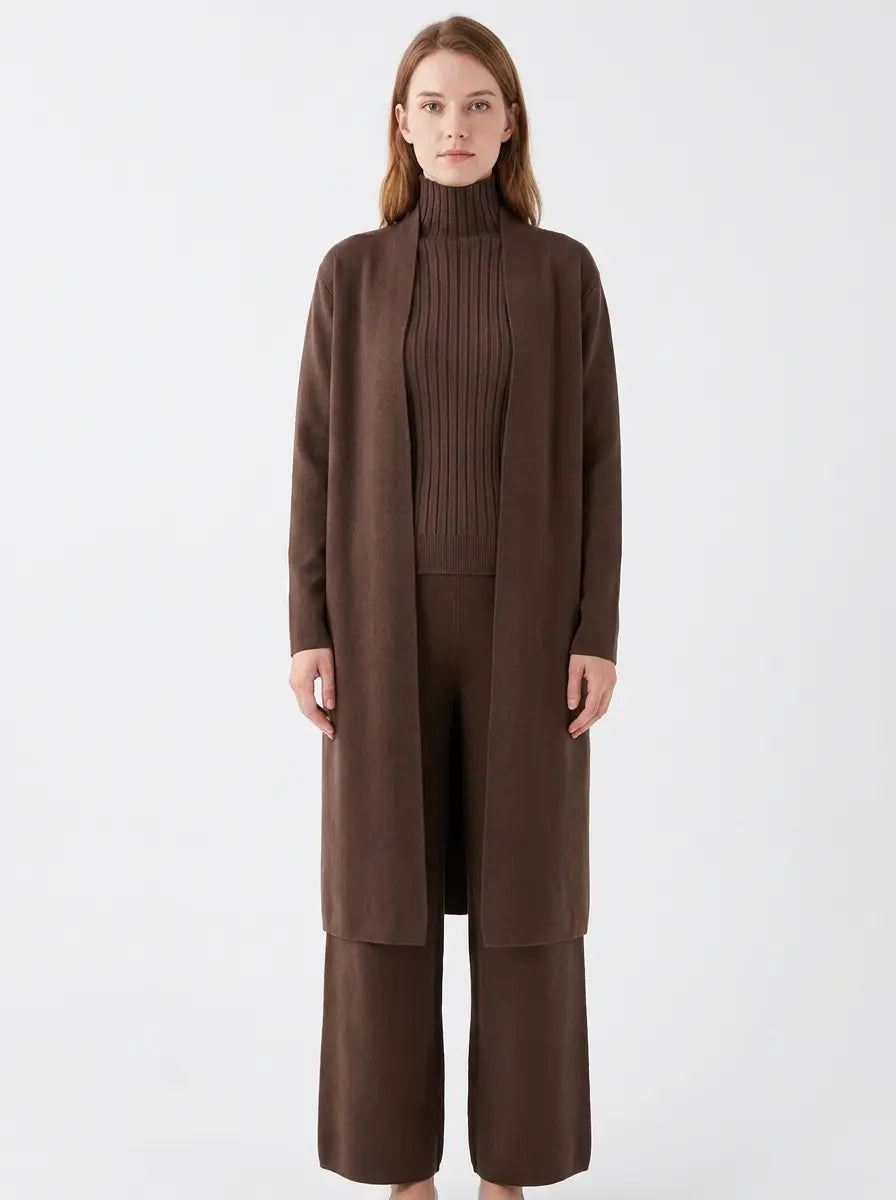 Women's Three-Piece Knit Set Cardigan Tank Wide-Leg Winter Pants Edenforth