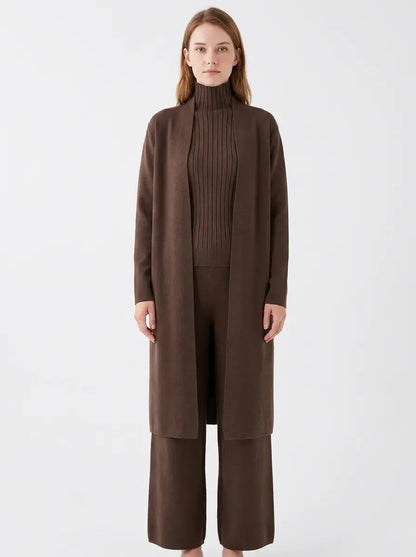 Women's Three-Piece Knit Set Cardigan Tank Wide-Leg Winter Pants Edenforth