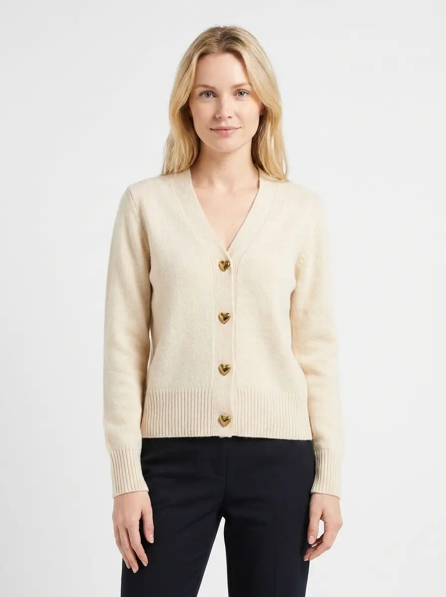 Women's V-Neck Sweater Heart Button Knit Winter Cardigan Edenforth