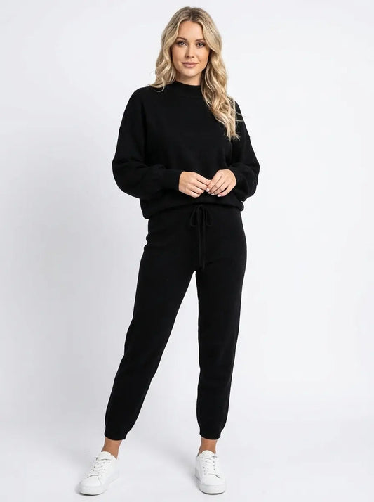 Women's Balloon Sleeve Sweatsuit Set Knit Top and Winter Pants Edenforth