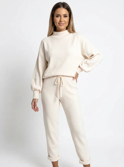 Women's Balloon Sleeve Sweatsuit Set Knit Top and Winter Pants Edenforth
