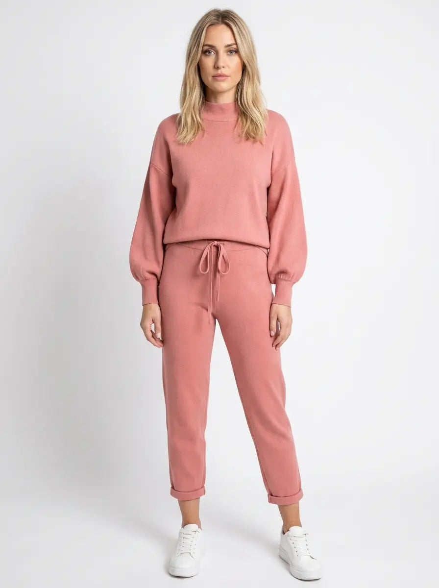 Women's Balloon Sleeve Sweatsuit Set Knit Top and Winter Pants Edenforth