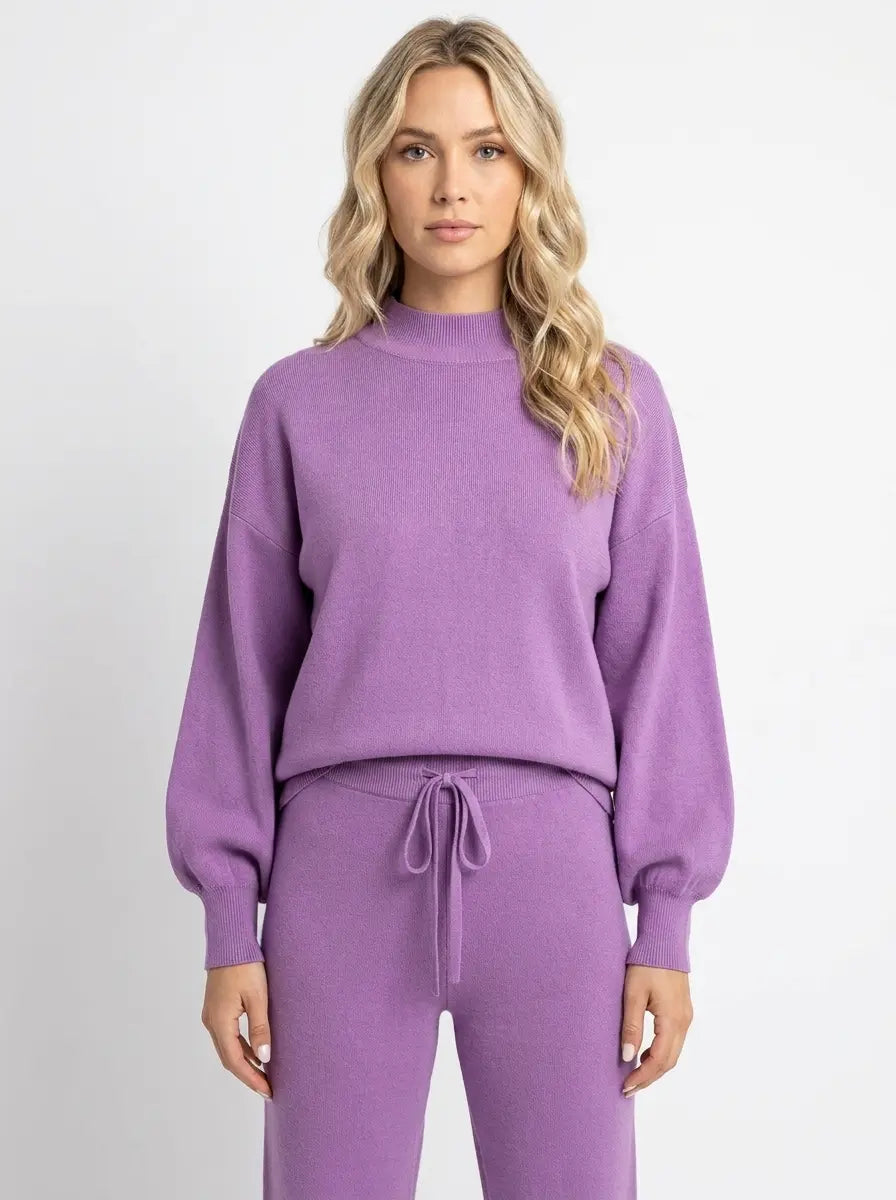 Women's Balloon Sleeve Sweatsuit Set Knit Top and Winter Pants Edenforth
