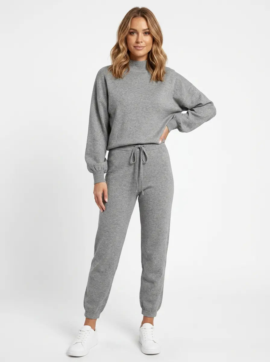 Women's Balloon Sleeve Sweatsuit Set Knit Top and Winter Pants Edenforth
