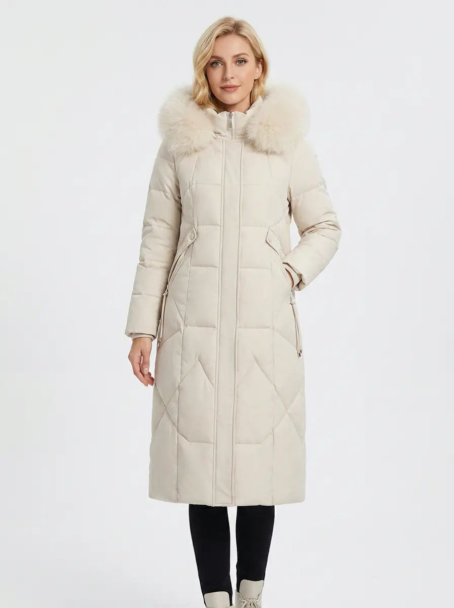 Women's Long Puffer Coat Fur Hood Down Winter Jacket Edenforth