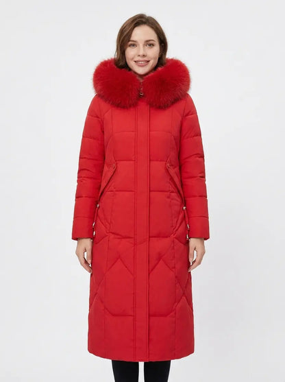 Women's Long Puffer Coat Fur Hood Down Winter Jacket Edenforth