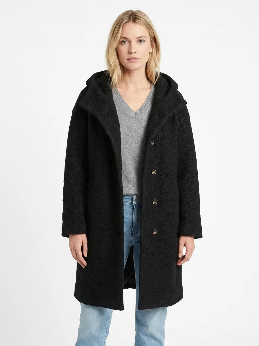 Women's Wool Blend Long Coat Button-Up Oversized Winter Overcoat Edenforth