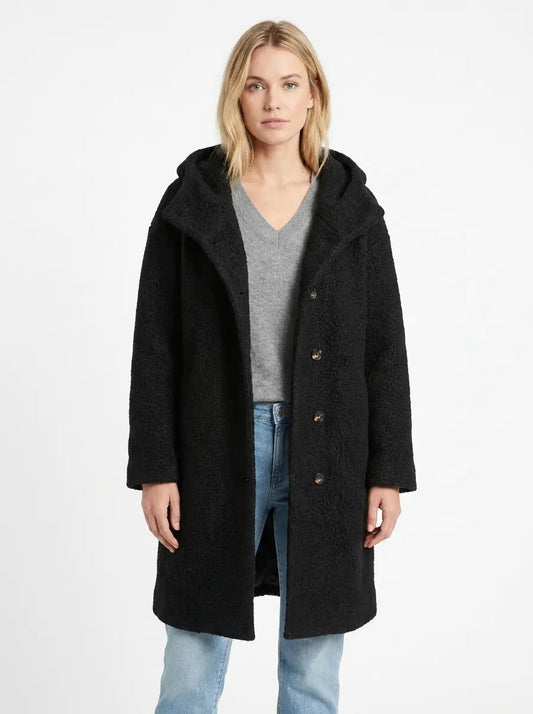Women's Wool Blend Long Coat Button-Up Oversized Winter Overcoat Edenforth