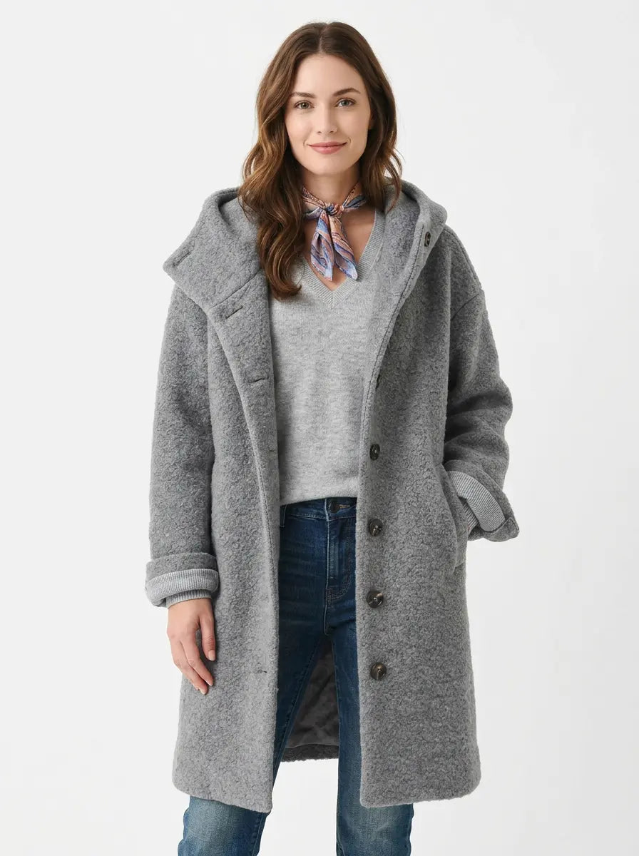 Women's Wool Blend Long Coat Button-Up Oversized Winter Overcoat Edenforth