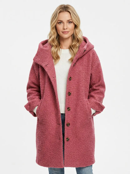 Women's Wool Blend Long Coat Button-Up Oversized Winter Overcoat Edenforth