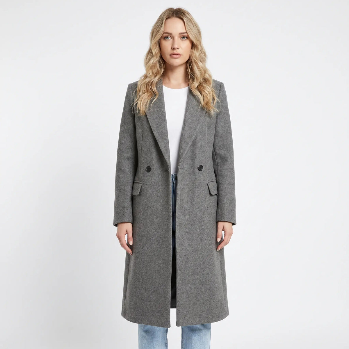 Women's Wool Blend Coat Double-Breasted Tailored Winter Overcoat Edenforth
